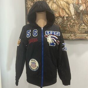 True Religion Brand Nylon Puffer/Bomber Tomahawk‎ 1956 Patchwork Jacket. Size S